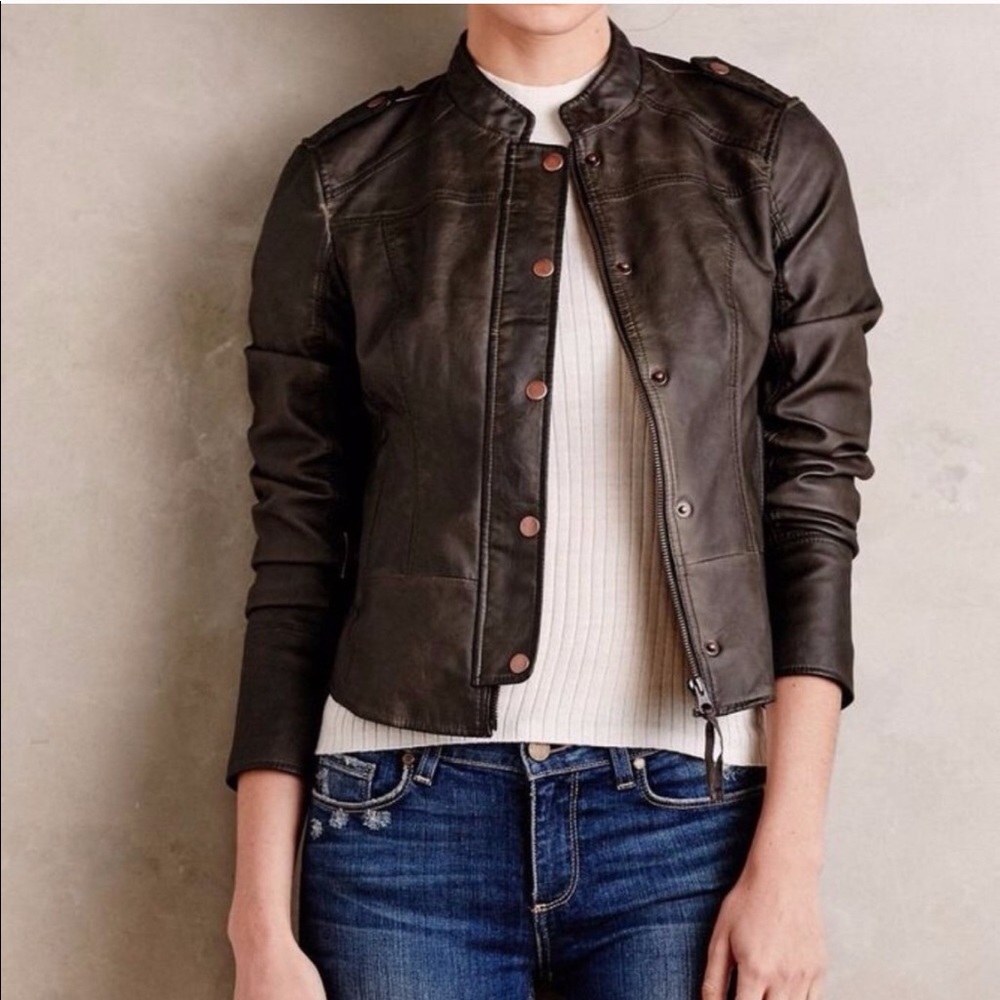 Anthropology Hei Hei Vegan Leather Moto Jacket